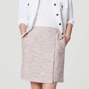 Ann Taylor Loft Tweed Faux Wrap Skirt Pink A-Line  - Above Knee Length
